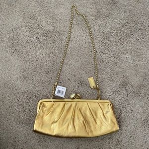 NWT COACH Gold Leather Amanda Darcy Clutch